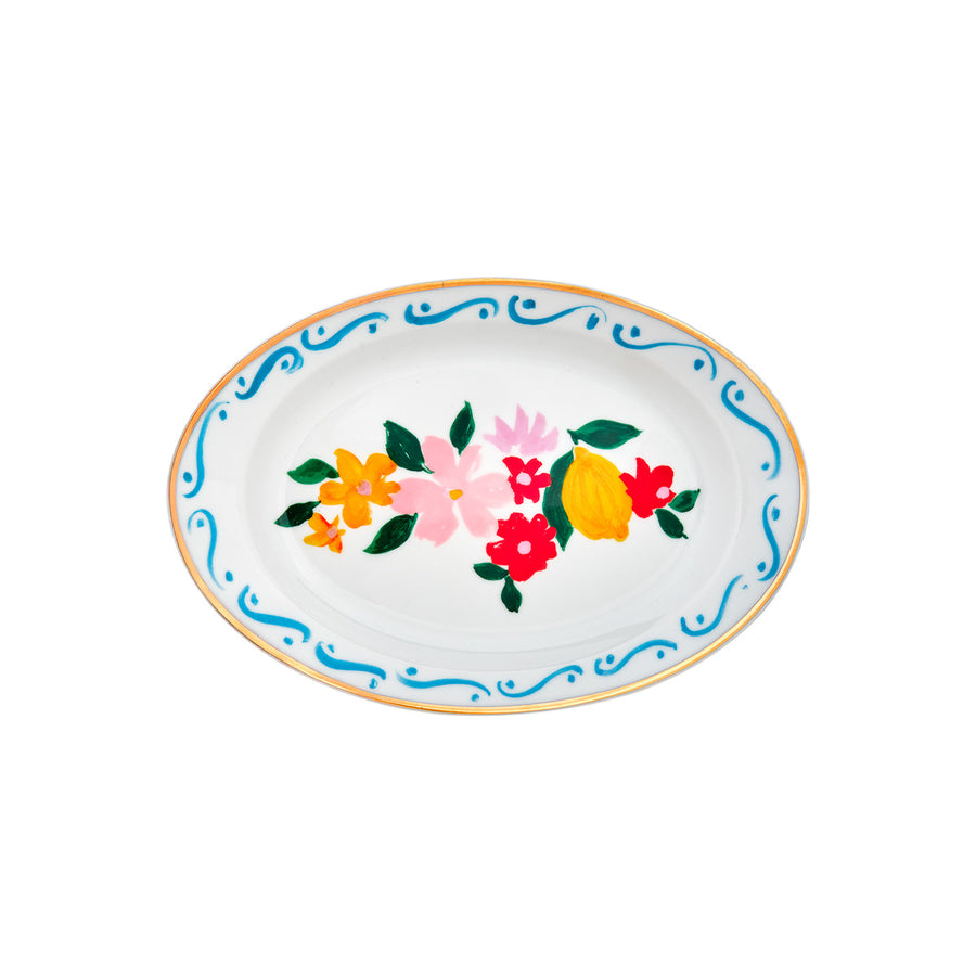 Oval Tray Flowers and Lemons