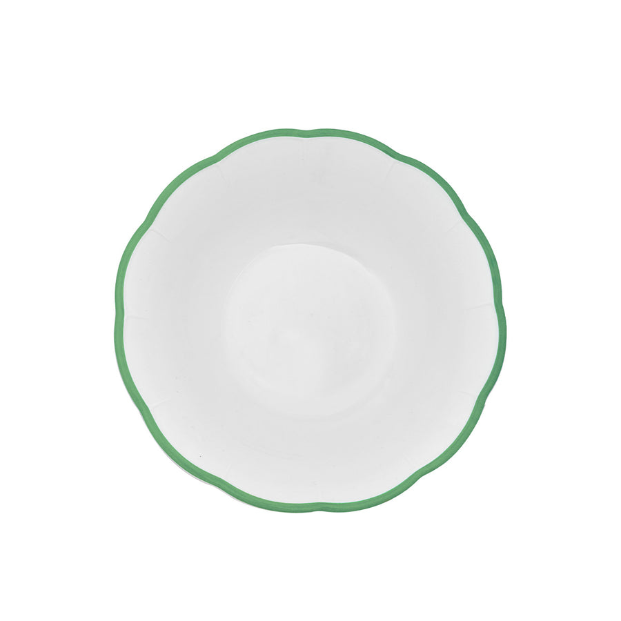 Large Salad Bowl Scalloped Edge Green