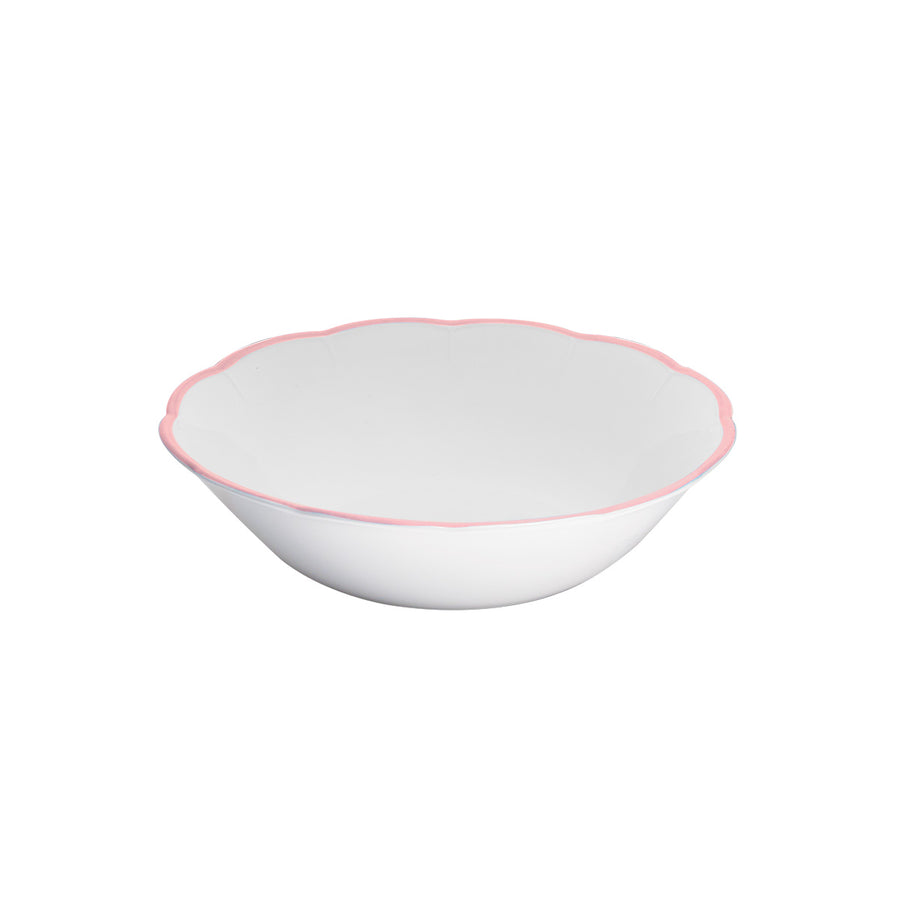 Large Salad Bowl with Pink Scalloped Edge