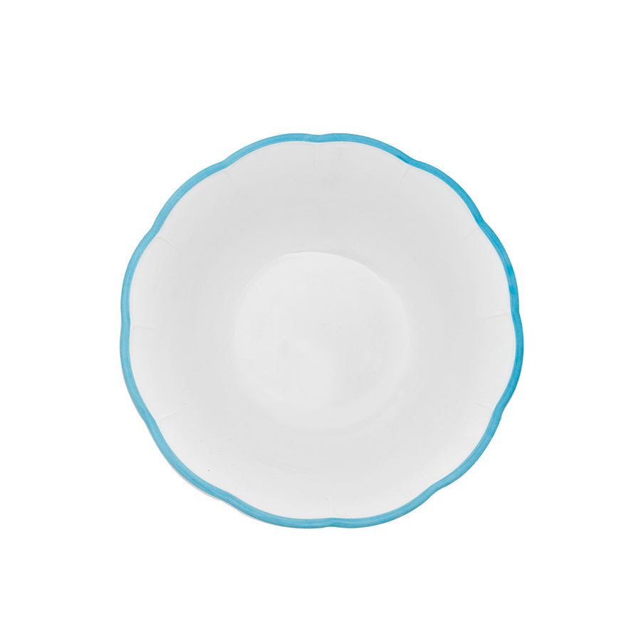 Large Salad Bowl with Scalloped Edge, Blue