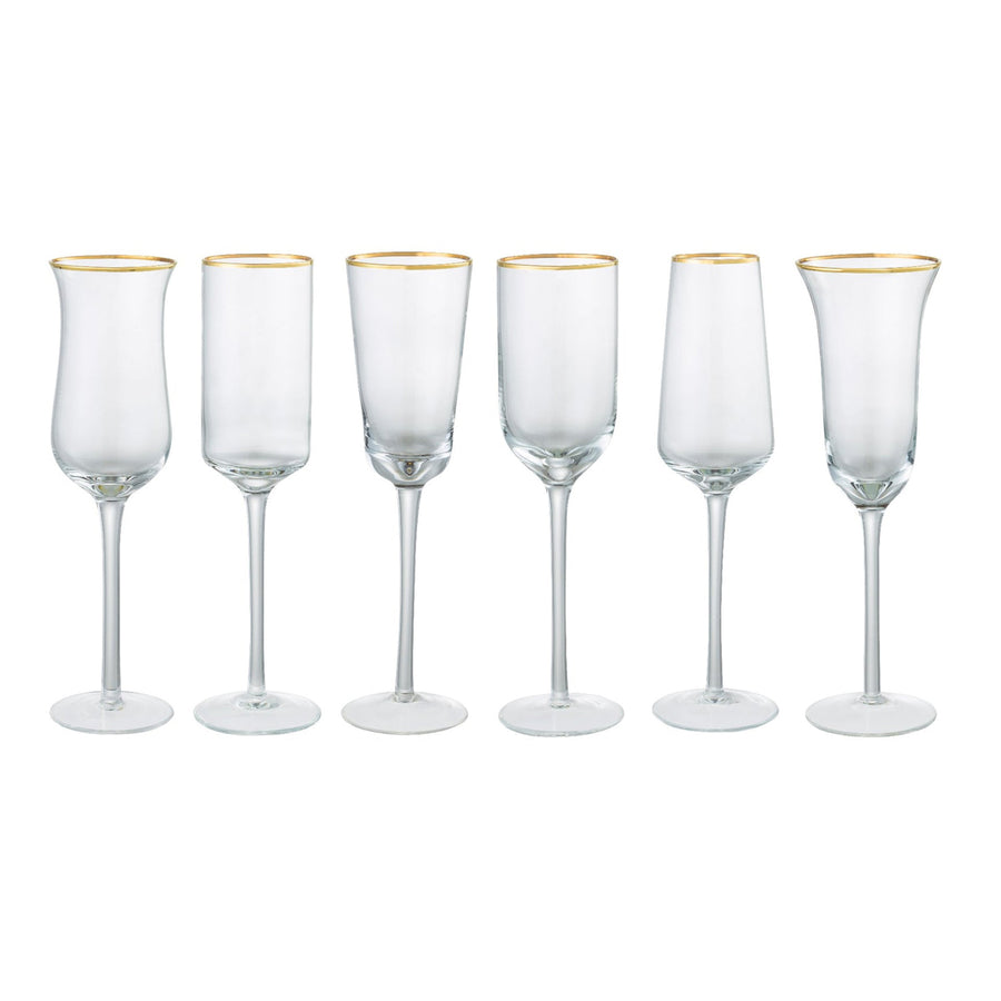 Clear Set of 6 Mixed Shapes Flutes